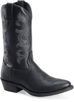 Black Double H Boot 12" Work Western R Toe